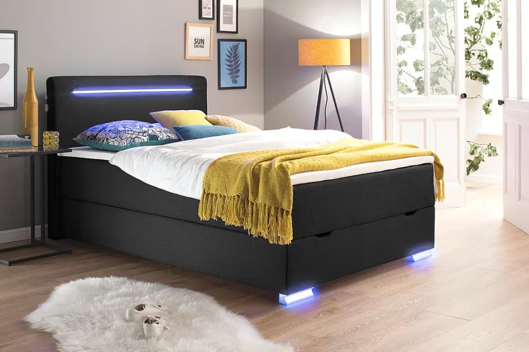 Boxspringbett 140 x 200cm Webstoff Saya Schwarz Andere