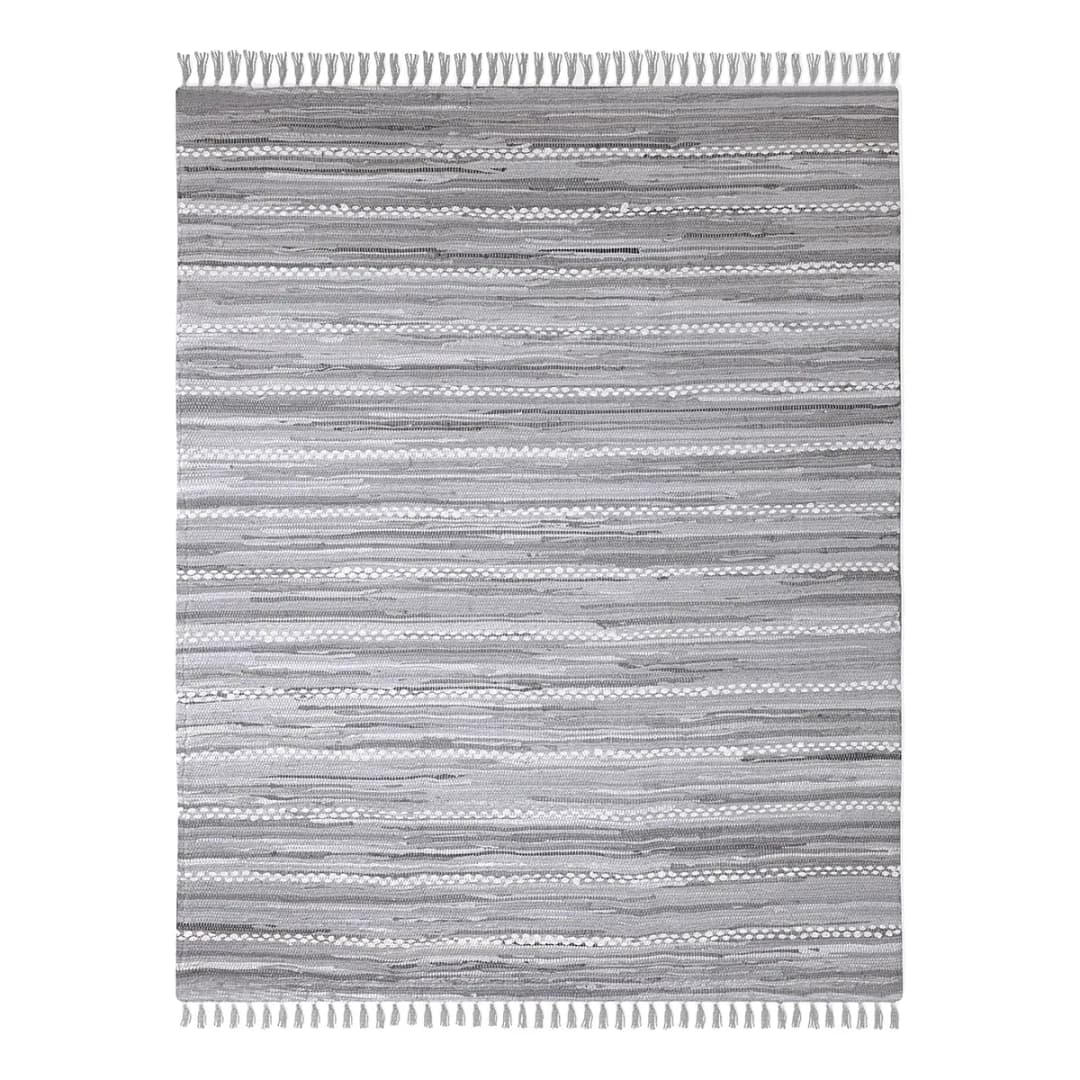 Kurzflorteppich Malika Grau/Grau 170 x 120cm Baumwollstoff