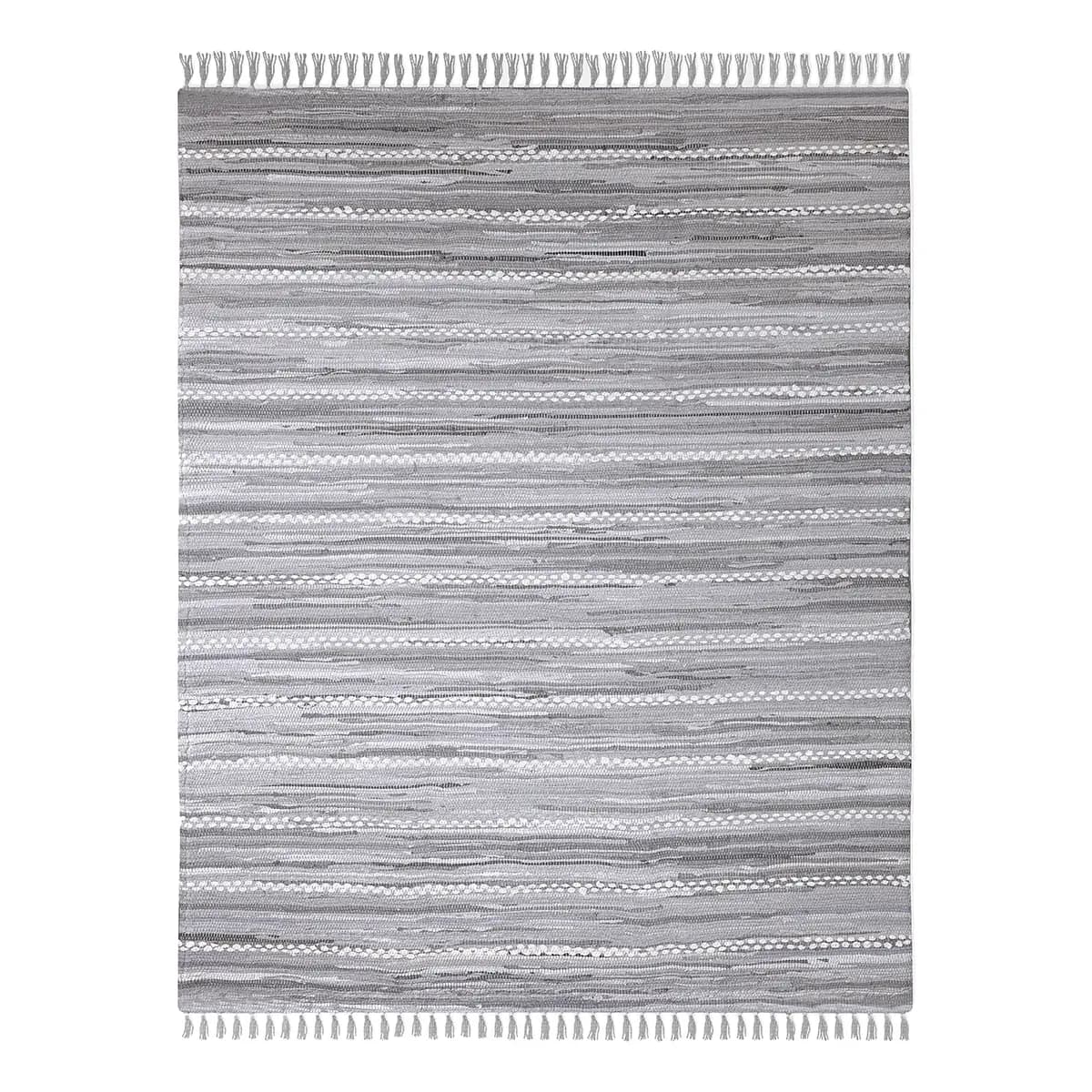 Kurzflorteppich Malika Grau/Grau 170 x 120cm Baumwollstoff