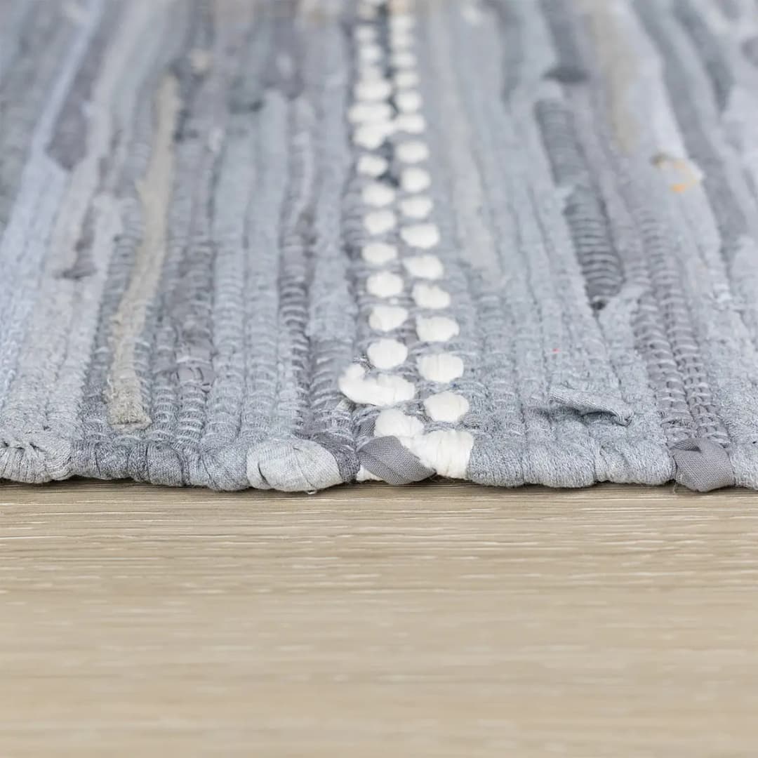 Kurzflorteppich Malika Grau/Grau 170 x 120cm Baumwollstoff