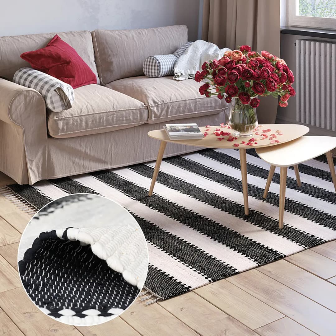 Kurzflorteppich Maher | Schwarz