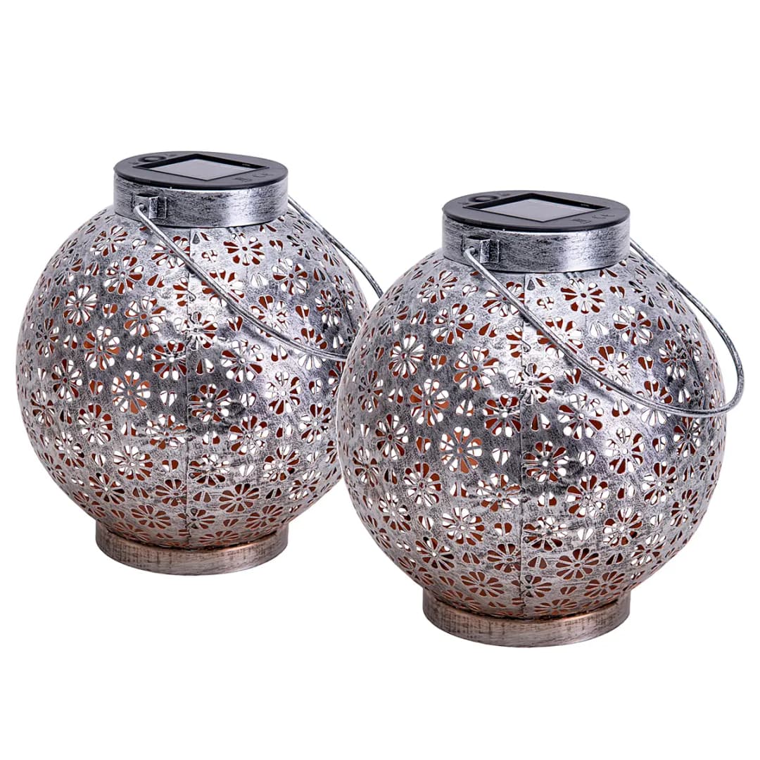 LED-Solarlaterne Zingst 2er-Set | Silber