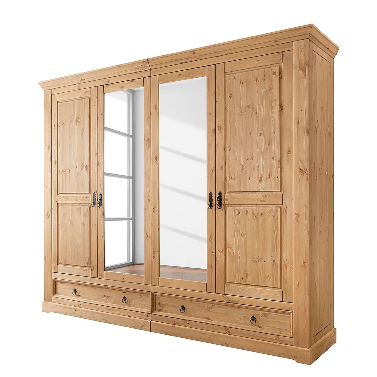 Massives Schlafzimmerset 4-teilig 254cm Braun | Braun