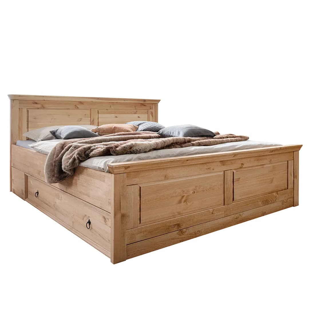 Massives Schlafzimmerset 4-teilig 254cm Braun | Braun