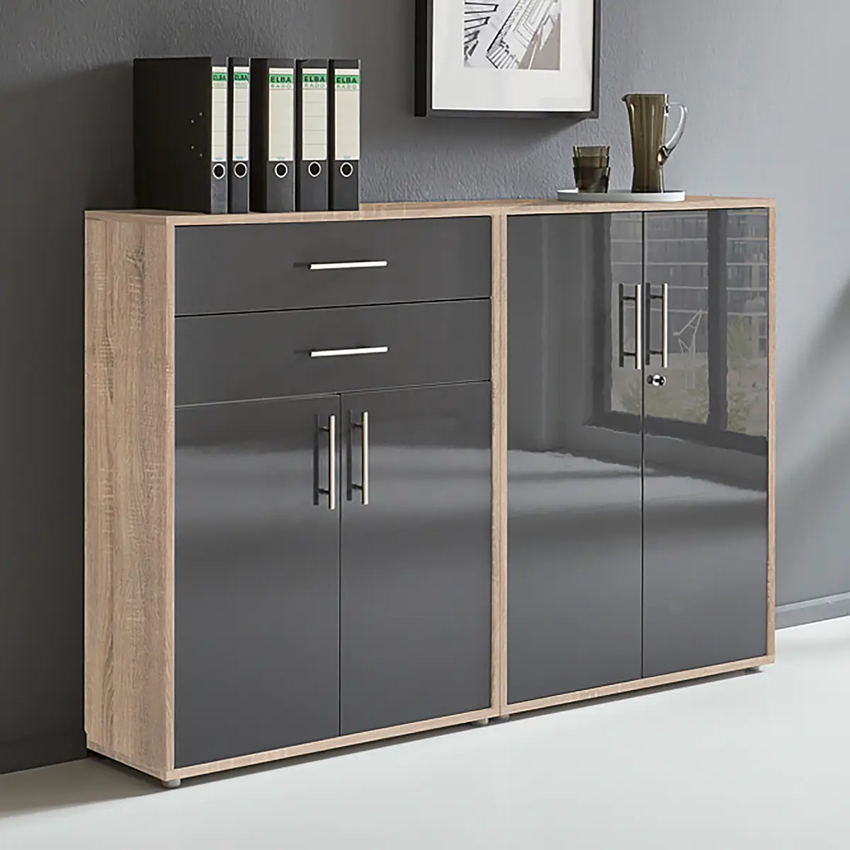 Schrankwand Set A | Braun