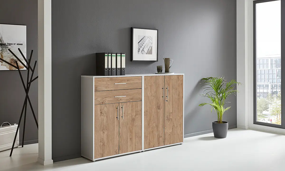 Schrankwand Set A | Holztöne