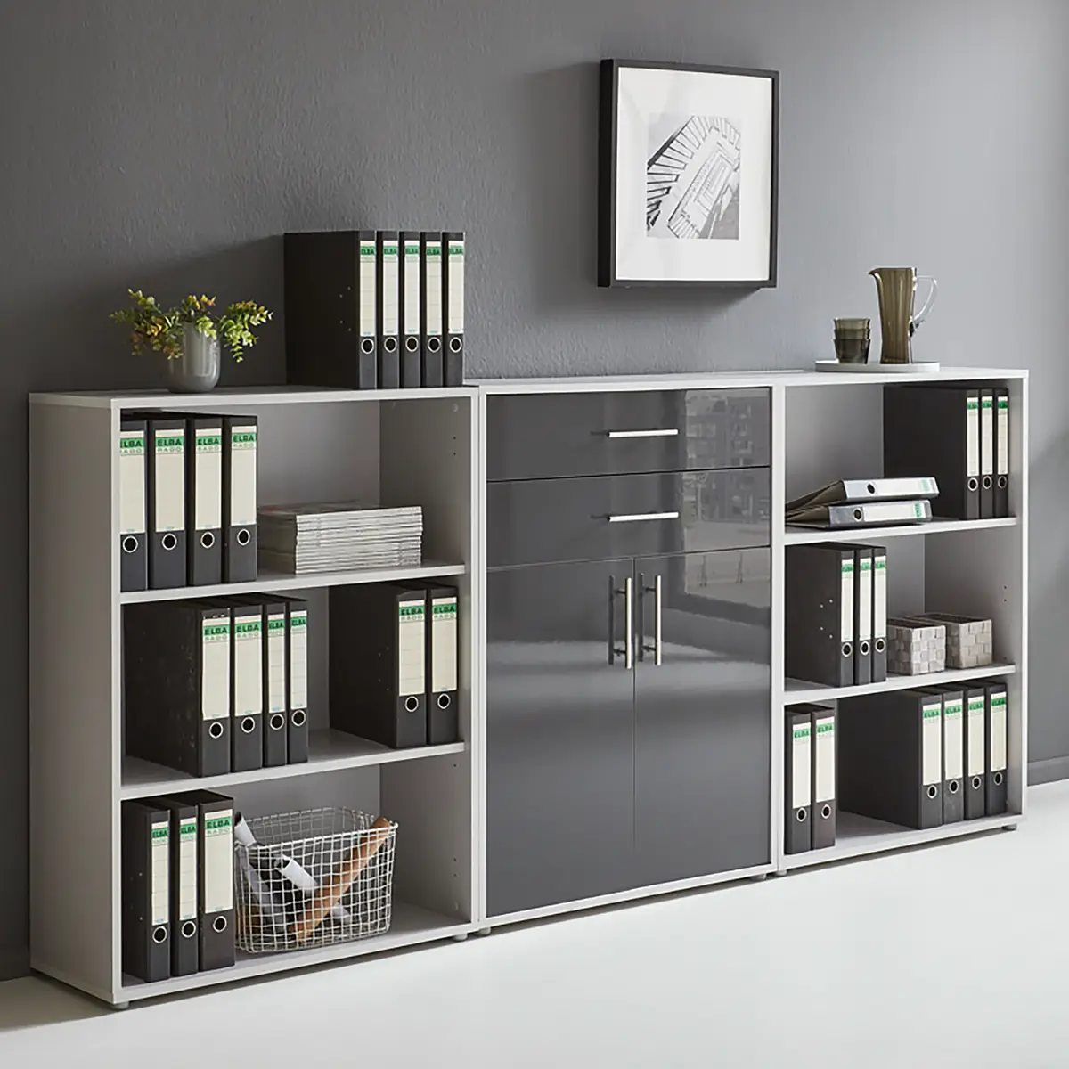 Schrankwand Set B | Grau