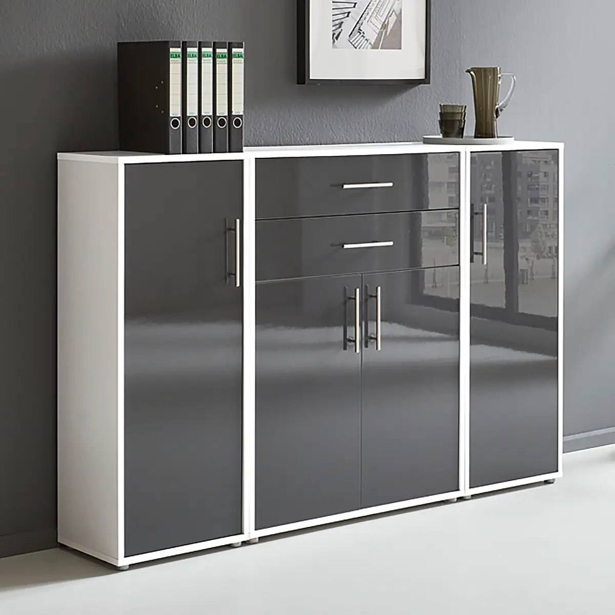Schrankwand Set D | Mehrfarbig