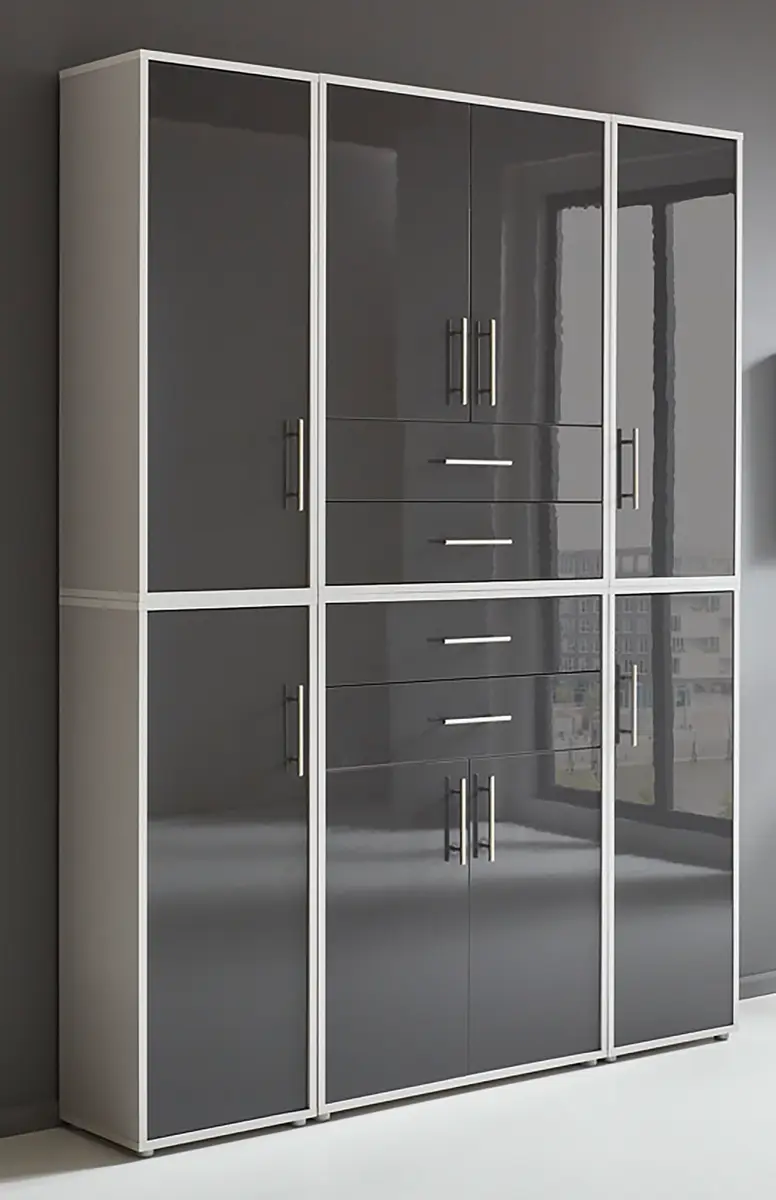 Schrankwand Set A | Grau