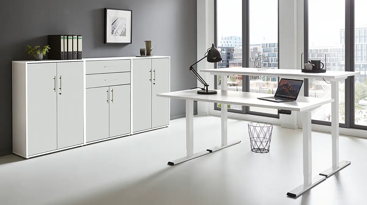 Büro-Set 3-teilig 160 cm | Weiß