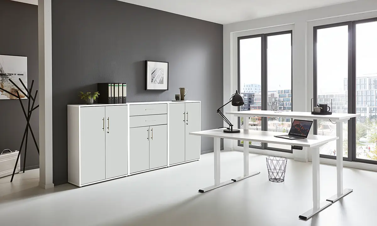 Büro-Set 3-teilig 160 cm | Weiß