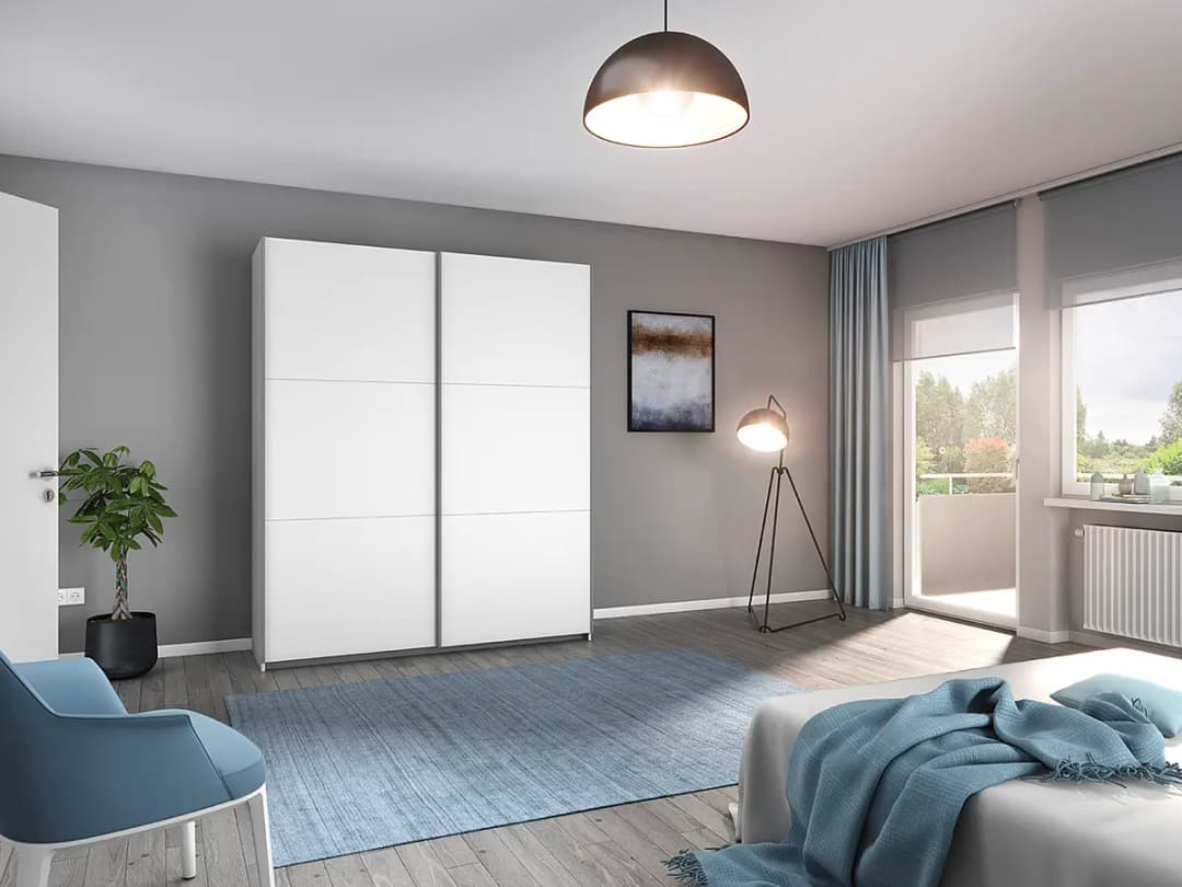 Schwebetürenschrank Aurelio 175cm Weiß/Alpinweiß Basic | Weiß