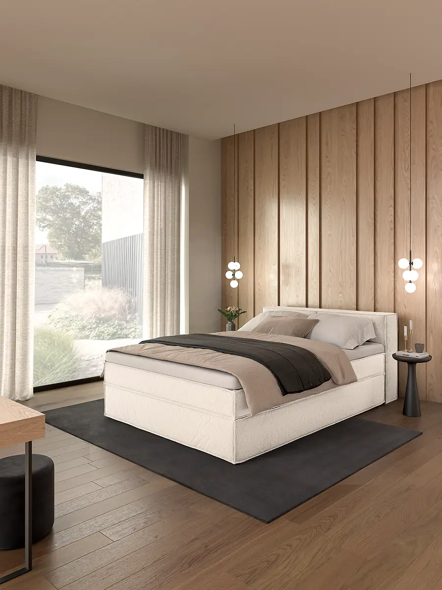 Premium Boxspringbett mit Kopfteil 160 x 200cm Strukturstoff