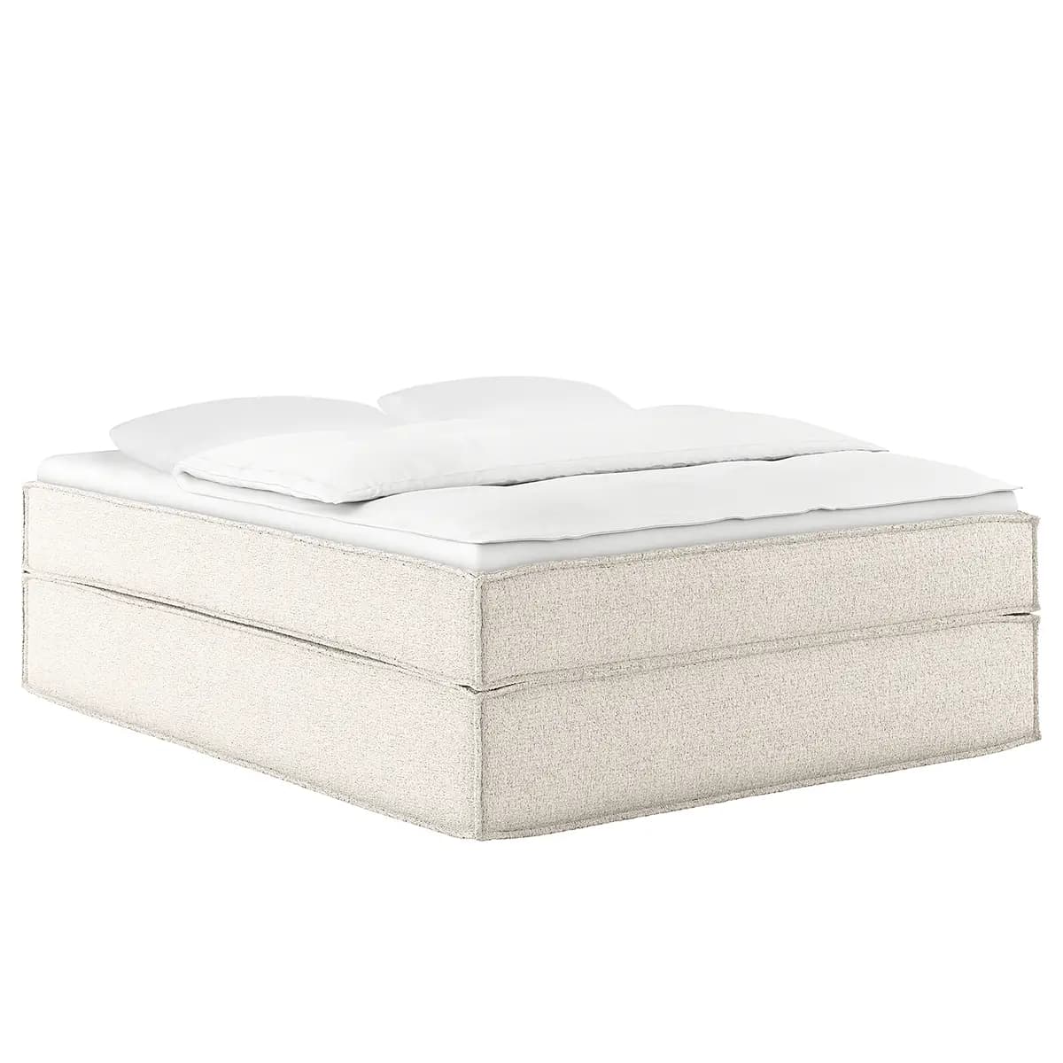 Premium Boxspringbett 140 x 200cm Strukturstoff Gesa Weiß/Weiß