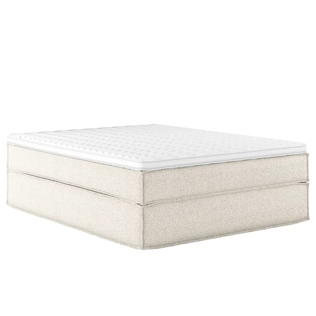 Premium Boxspringbett 140 x 200cm Strukturstoff Gesa Weiß/Weiß