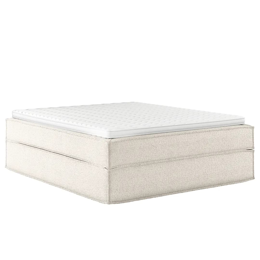 Premium Boxspringbett 200 x 200cm Strukturstoff Gesa Weiß/Weiß