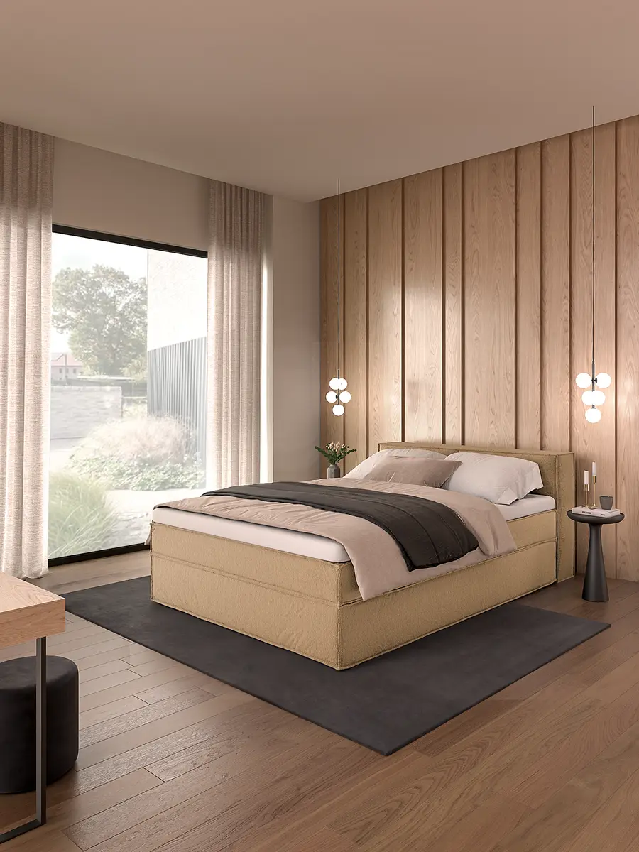 Premium Boxspringbett mit Kopfteil 160 x 200cm Strukturstoff