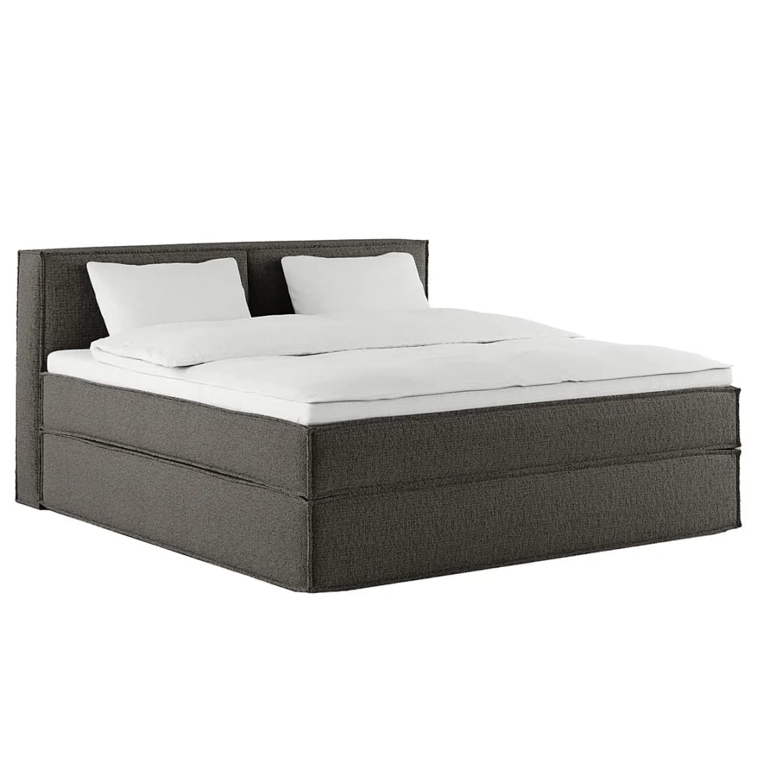 Premium Boxspringbett mit Kopfteil | Grau