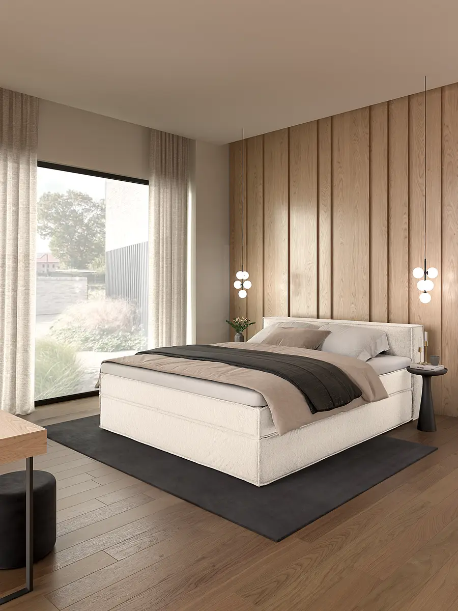 Premium Boxspringbett mit Kopfteil | Weiß