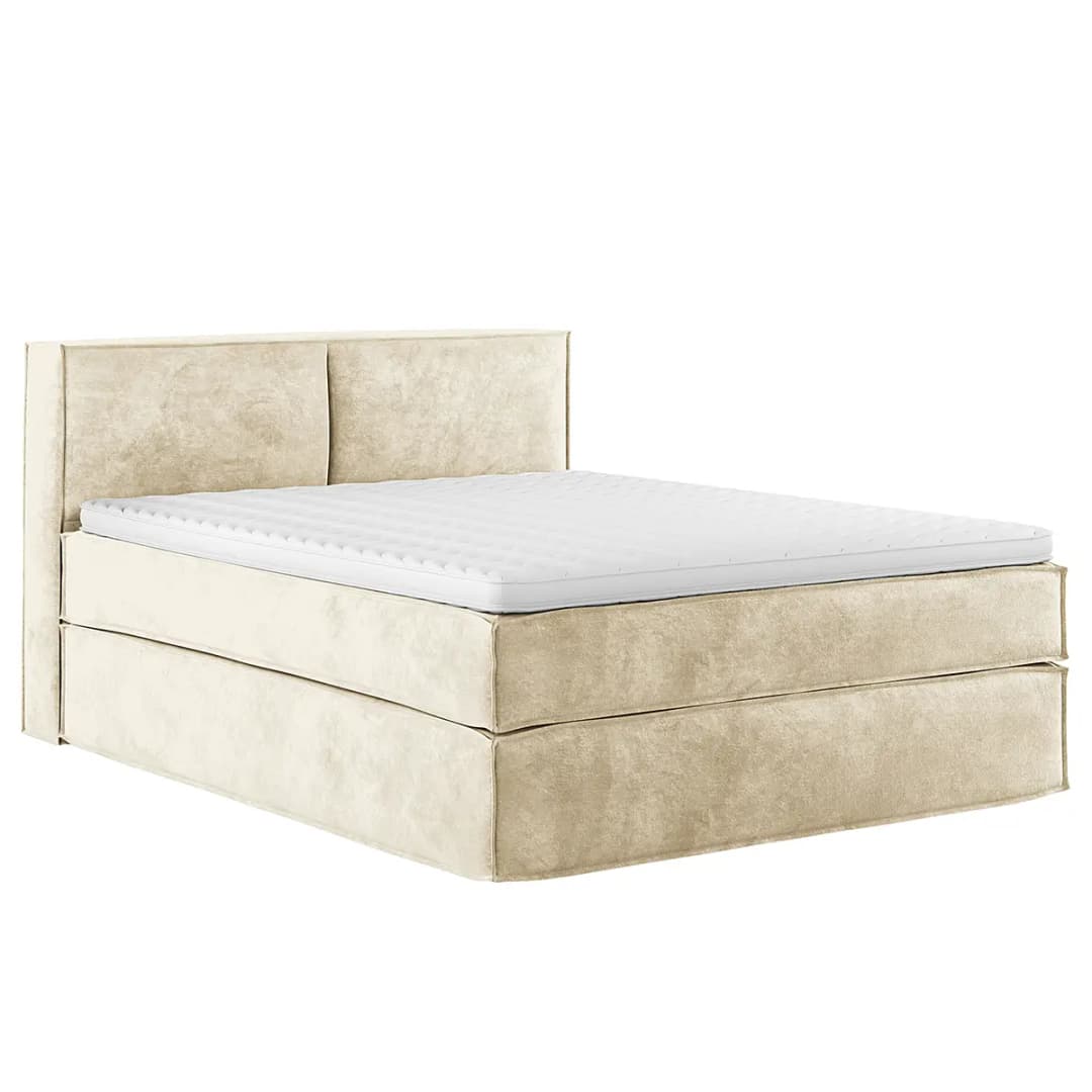 Premium Boxspringbett mit Kopfteil 140 x 200cm Samt Onoli Beige