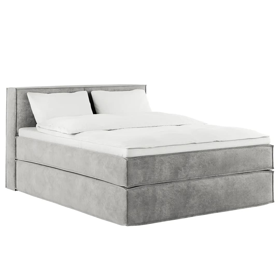 Premium Boxspringbett mit Kopfteil | Grau
