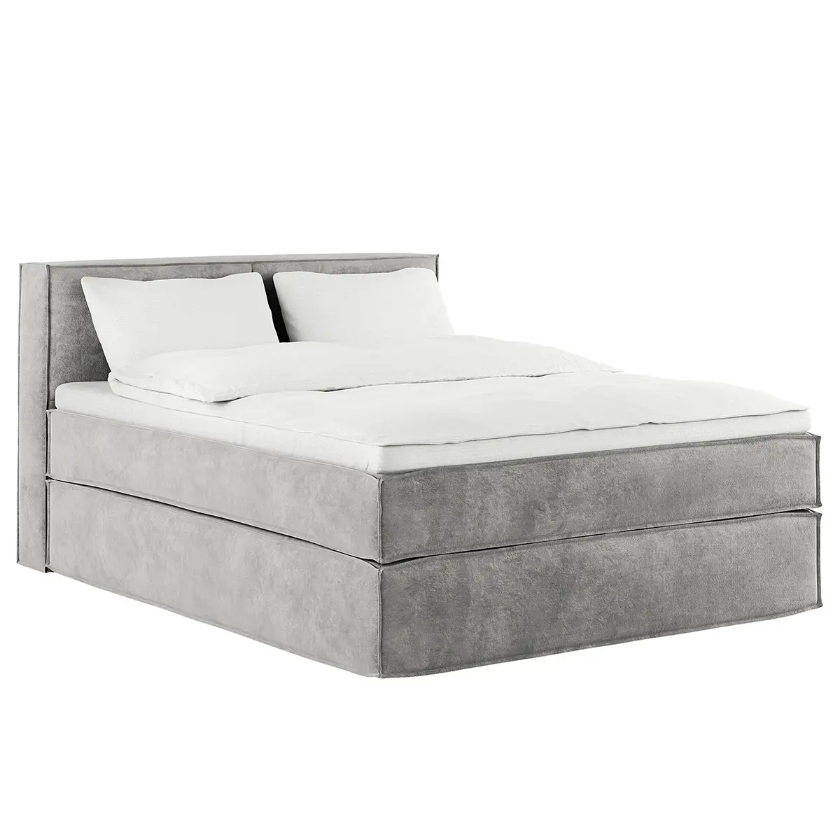 Premium Boxspringbett mit Kopfteil | Grau
