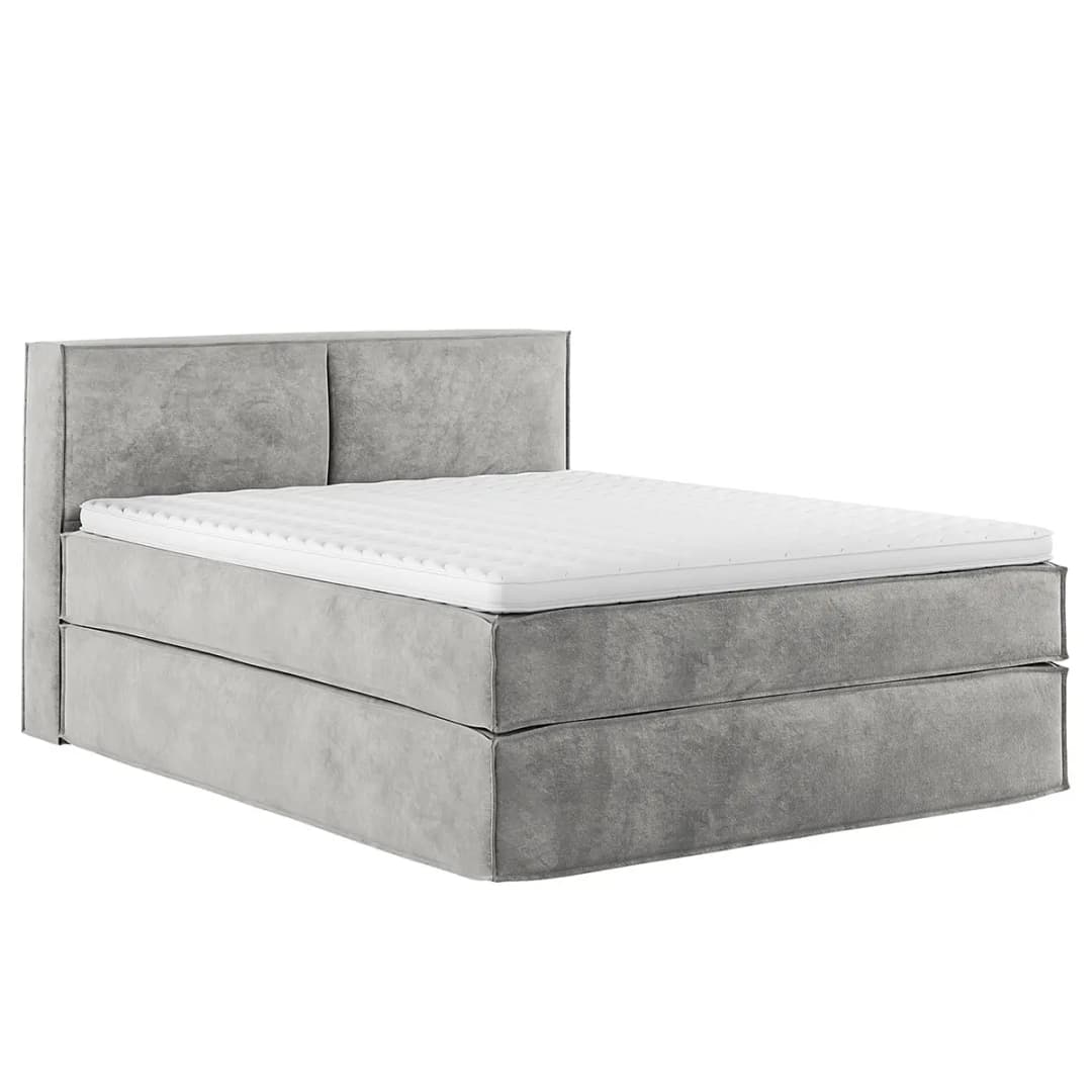 Premium Boxspringbett mit Kopfteil | Grau