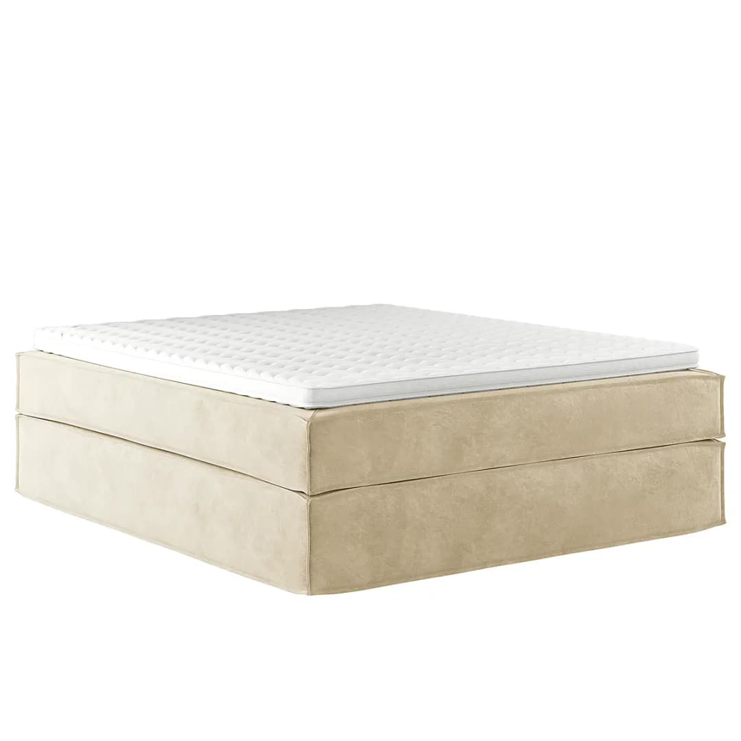 Premium Boxspringbett 180 x 200cm Samt Onoli Beige H2 | Beige