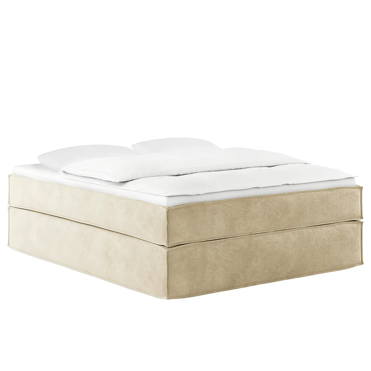 Premium Boxspringbett 160 x 200cm Samt Onoli Beige H2 | Beige