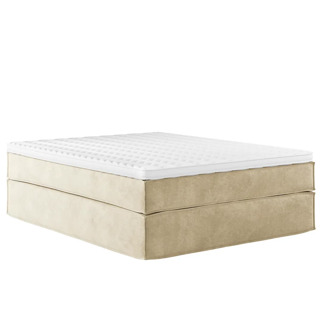 Premium Boxspringbett 160 x 200cm Samt Onoli Beige H2 | Beige