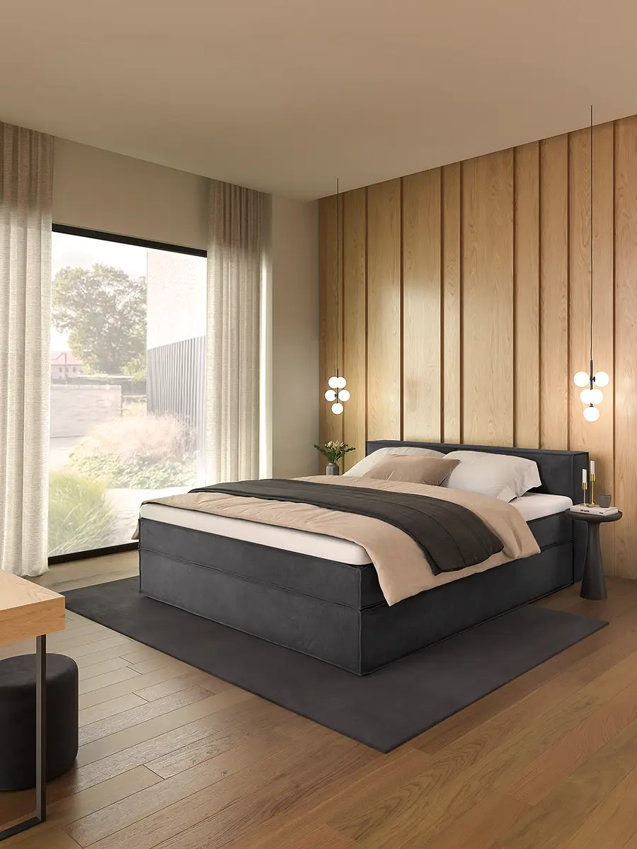 Premium Boxspringbett mit Kopfteil 200 x 200cm Samt Onoli