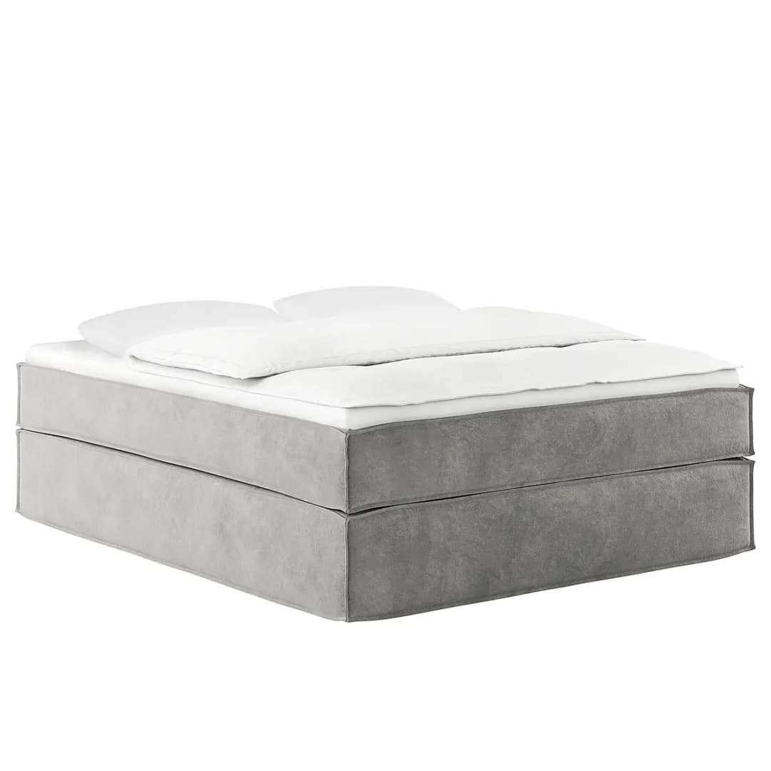 Premium Boxspringbett 160 x 200cm Samt Onoli Grau/Hellgrau H3