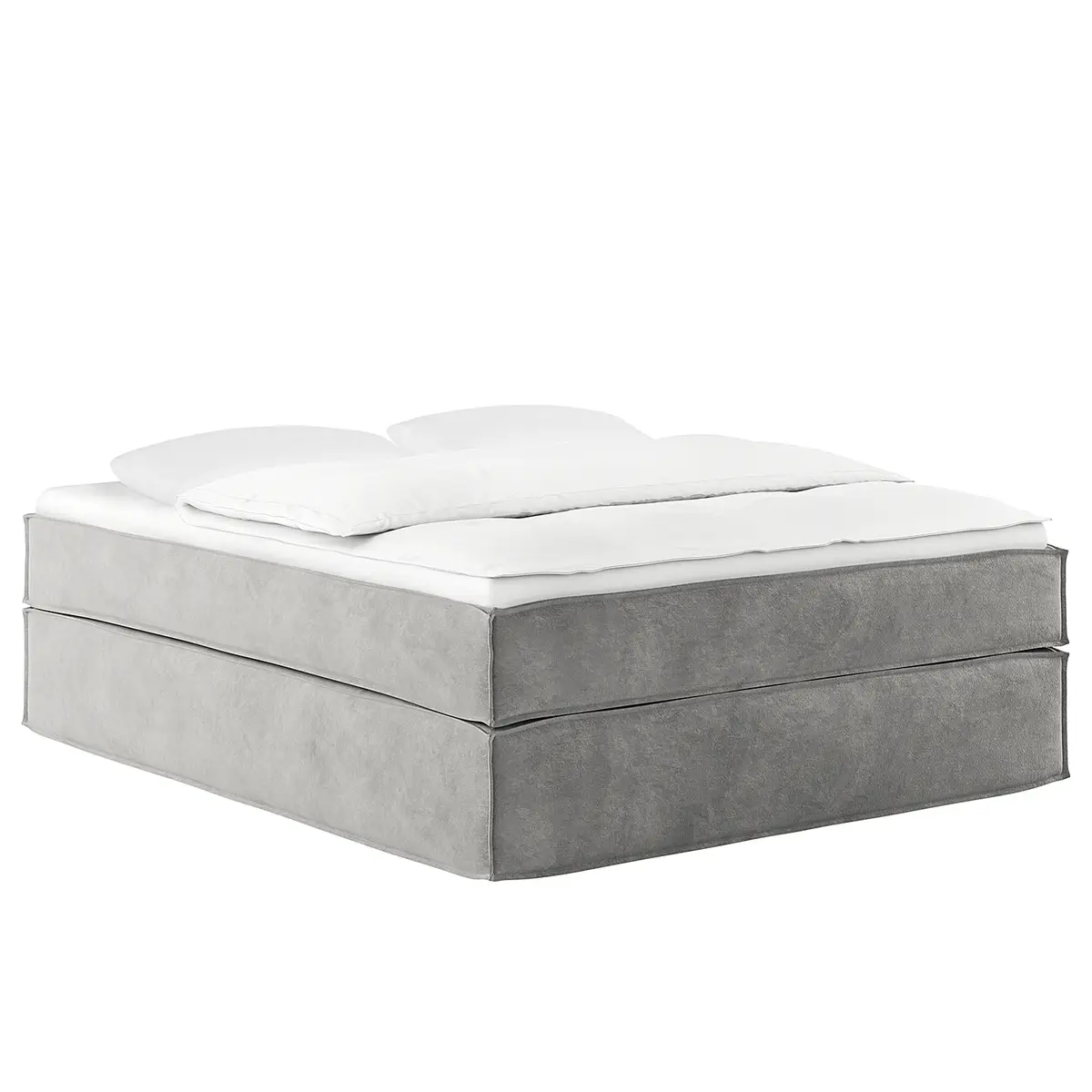 Premium Boxspringbett 160 x 200cm Samt Onoli Grau/Hellgrau H3