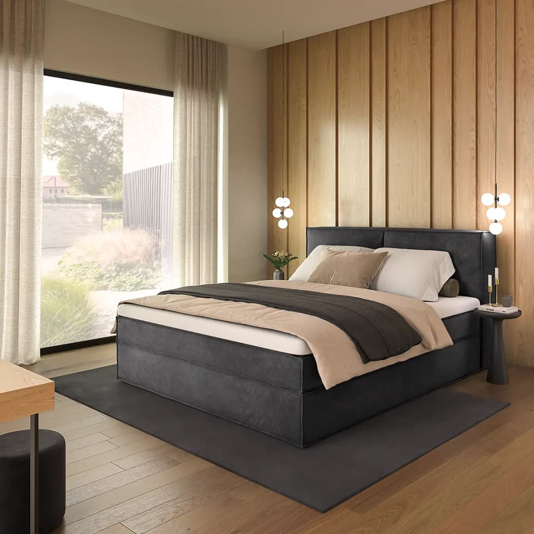 Premium Boxspringbett mit Kopfteil 200 x 200cm Samt Onoli