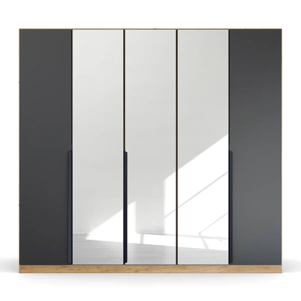 Drehtürenschrank Dark&Wood 226cm Braun/Grau mit Spiegeltür