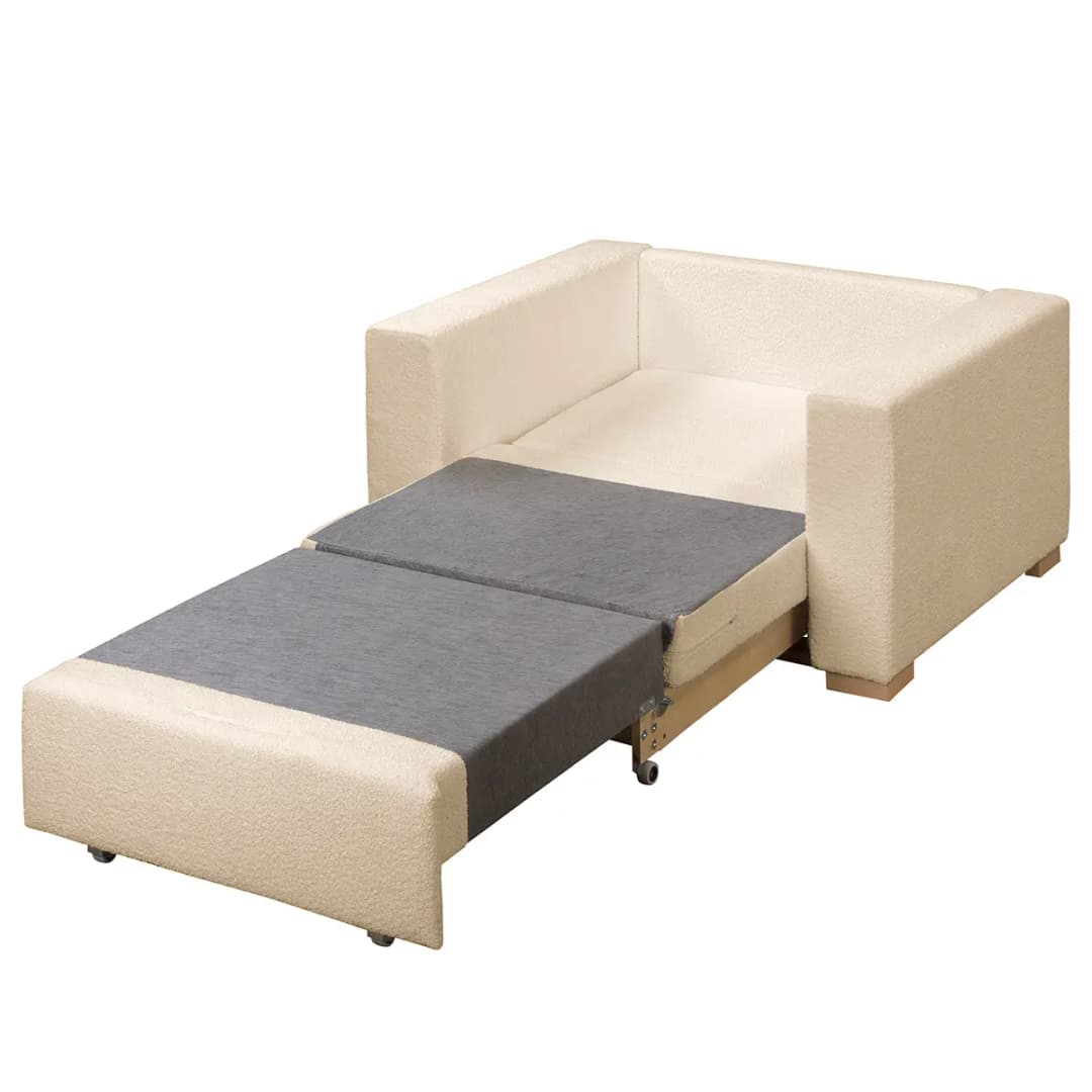 Schlafsessel Basic Beige/Beige Bouclé Stoff Abby | Beige