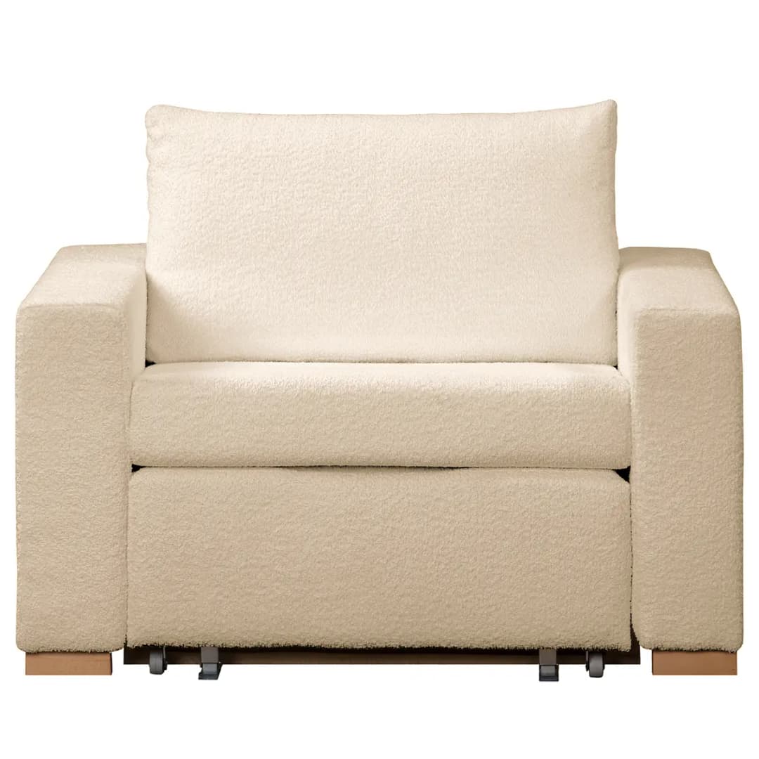Schlafsessel Basic Beige/Beige Bouclé Stoff Abby | Beige