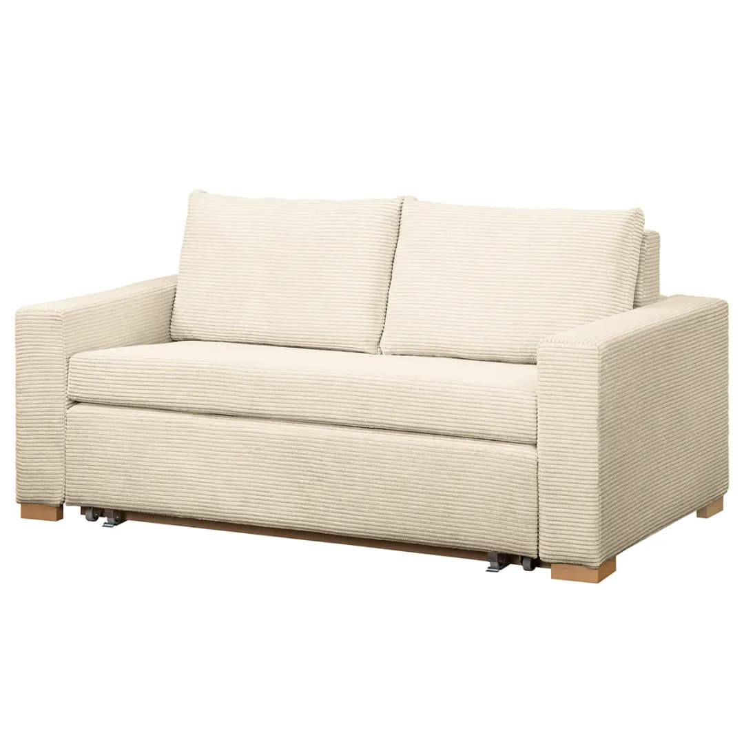 Schlafsofa Basic Beige/Beige Cordstoff Poppy 153cm | Beige