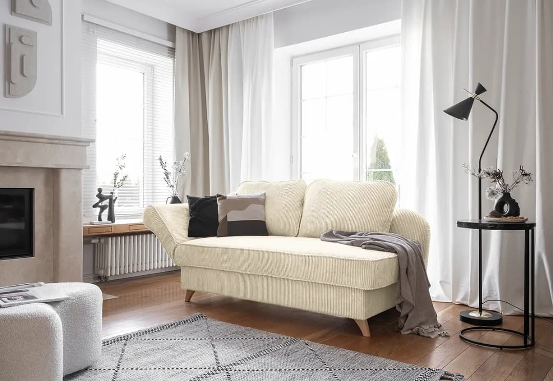 Recamiere Macael Beige Cordstoff Poppy | Beige