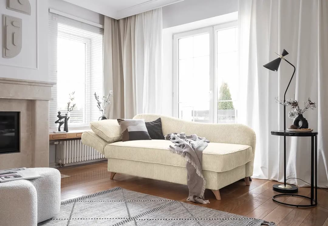 Recamiere Macael Beige Cordstoff Poppy | Beige