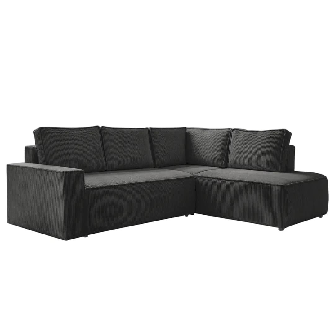 Ecksofa mit Ottomane Grau Cordstoff Poppy | Grau
