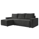 Ecksofa mit Longchair Grau Cordstoff Poppy | Grau