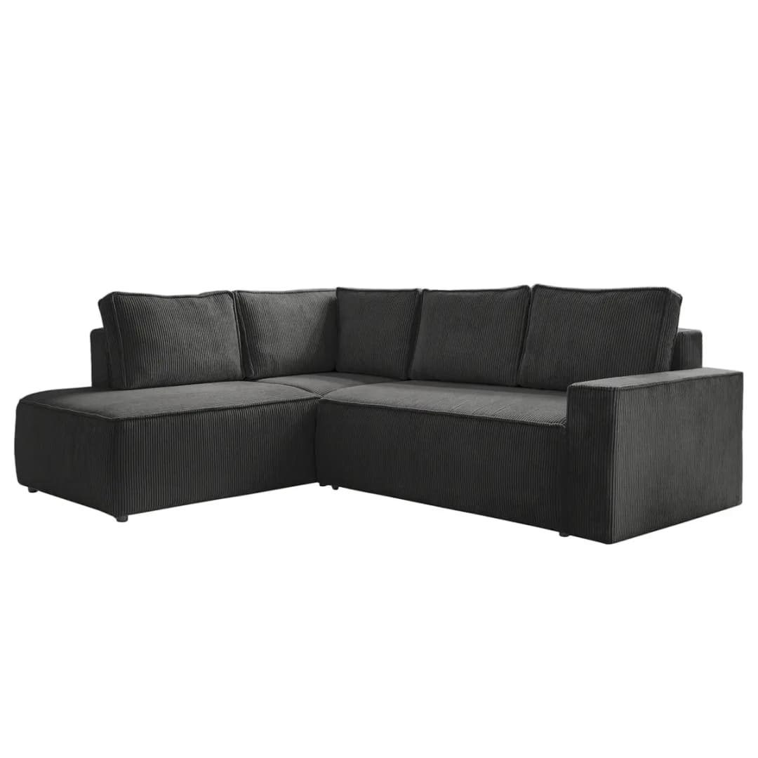 Ecksofa mit Ottomane Grau Cordstoff Poppy | Grau