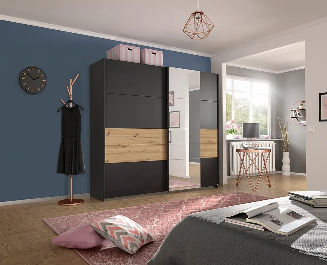 Schwebetürenschrank Boston Extra 226cm Grau | Grau