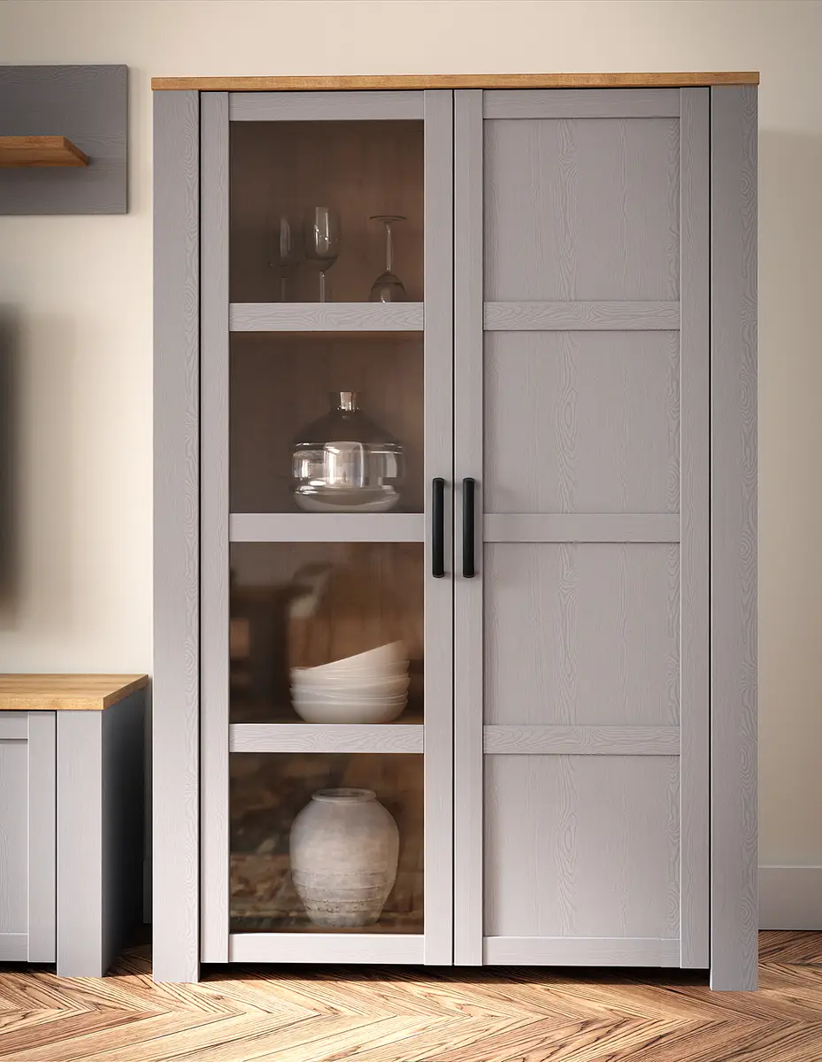 Vitrinenschrank Vassia | Grau