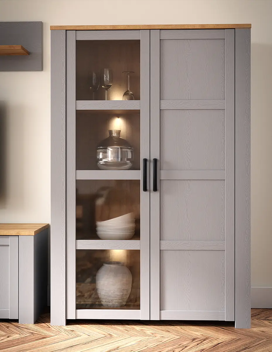 Vitrinenschrank Vassia | Grau