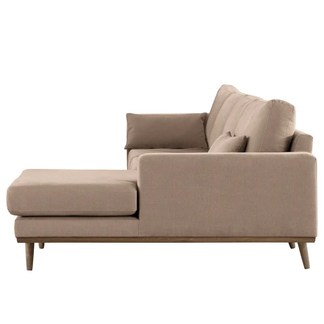 Ecksofa mit Longchair | Braun