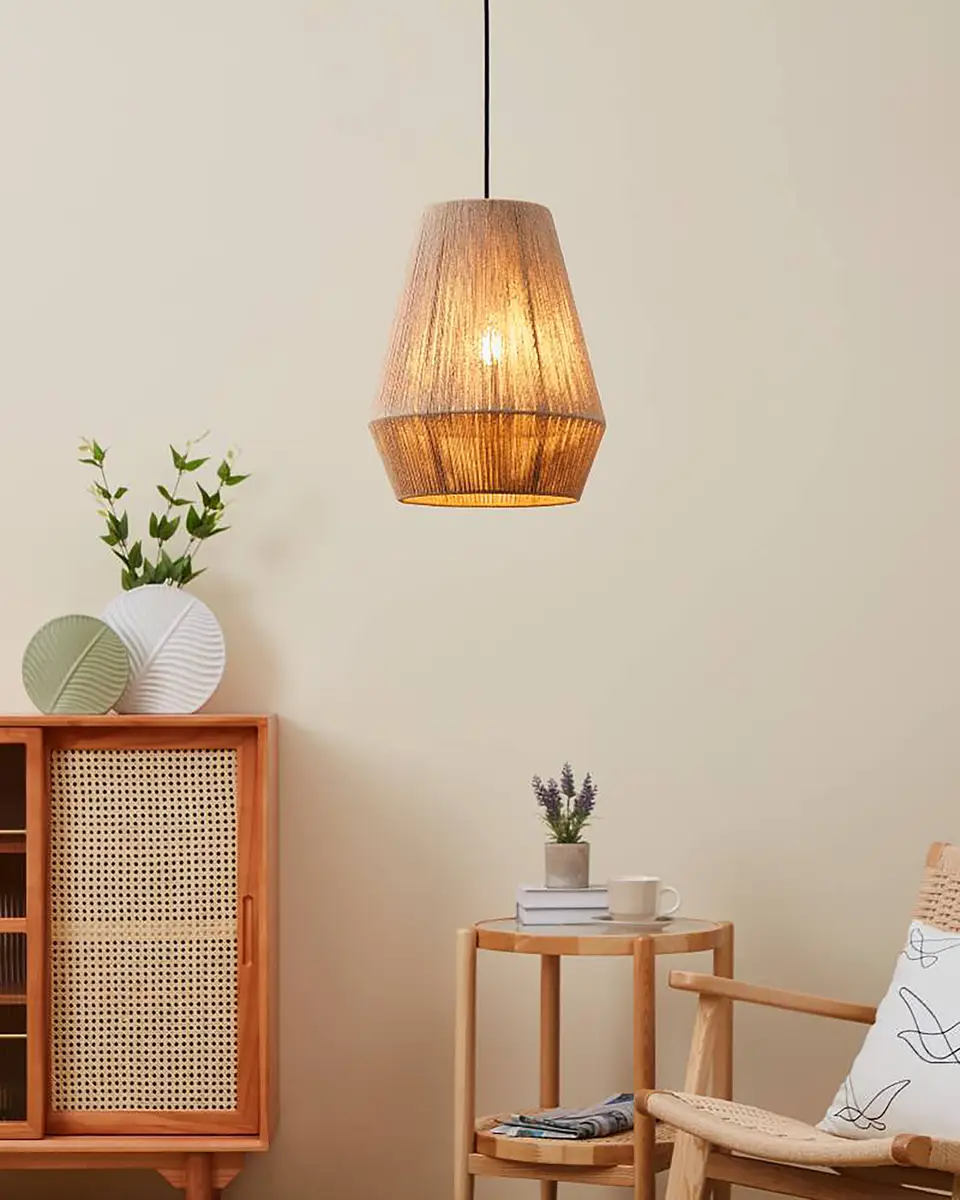 Pendelleuchte Alderney Ø 30cm Beige 1 Mischgewebe E27 | Beige