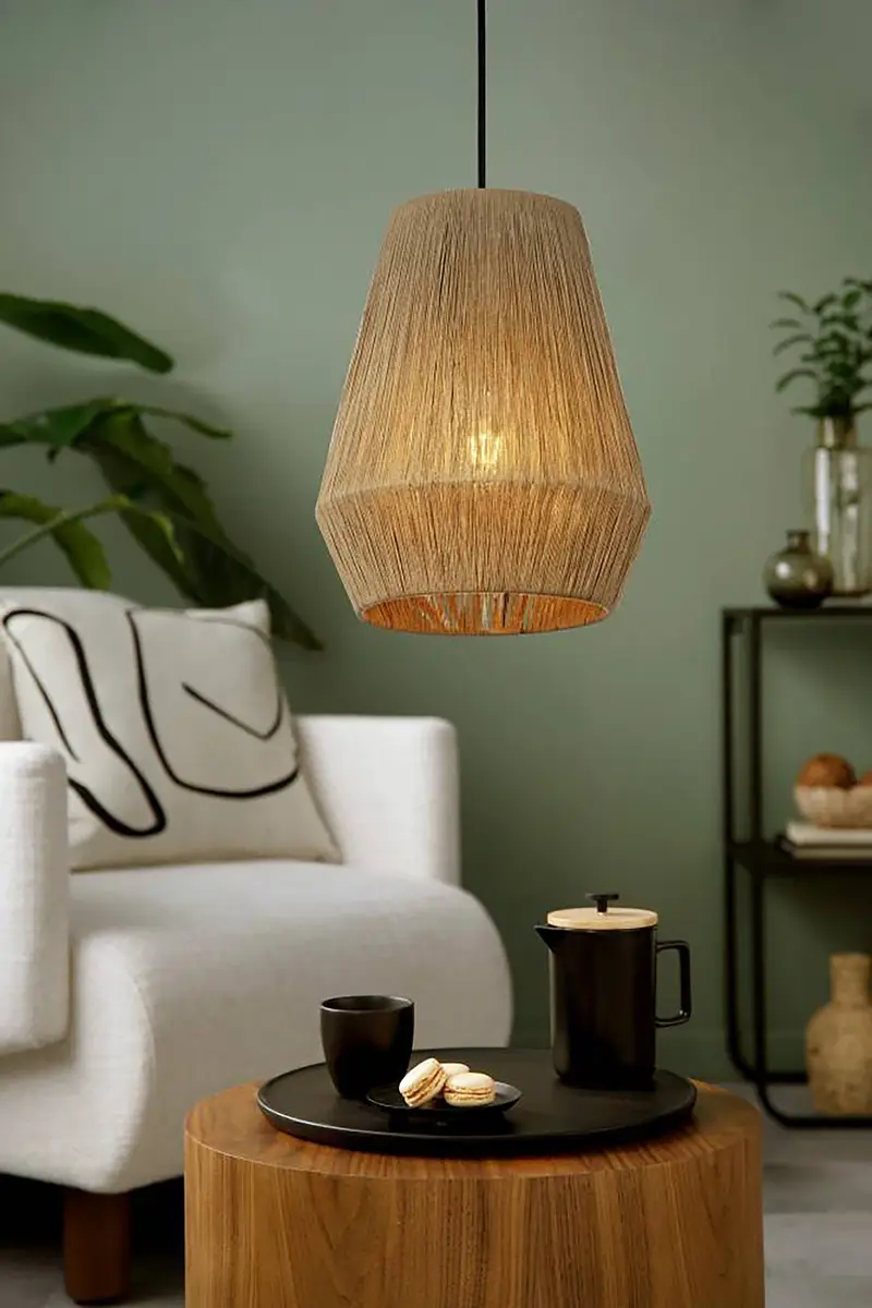Pendelleuchte Alderney Ø 30cm Beige 1 Mischgewebe E27 | Beige
