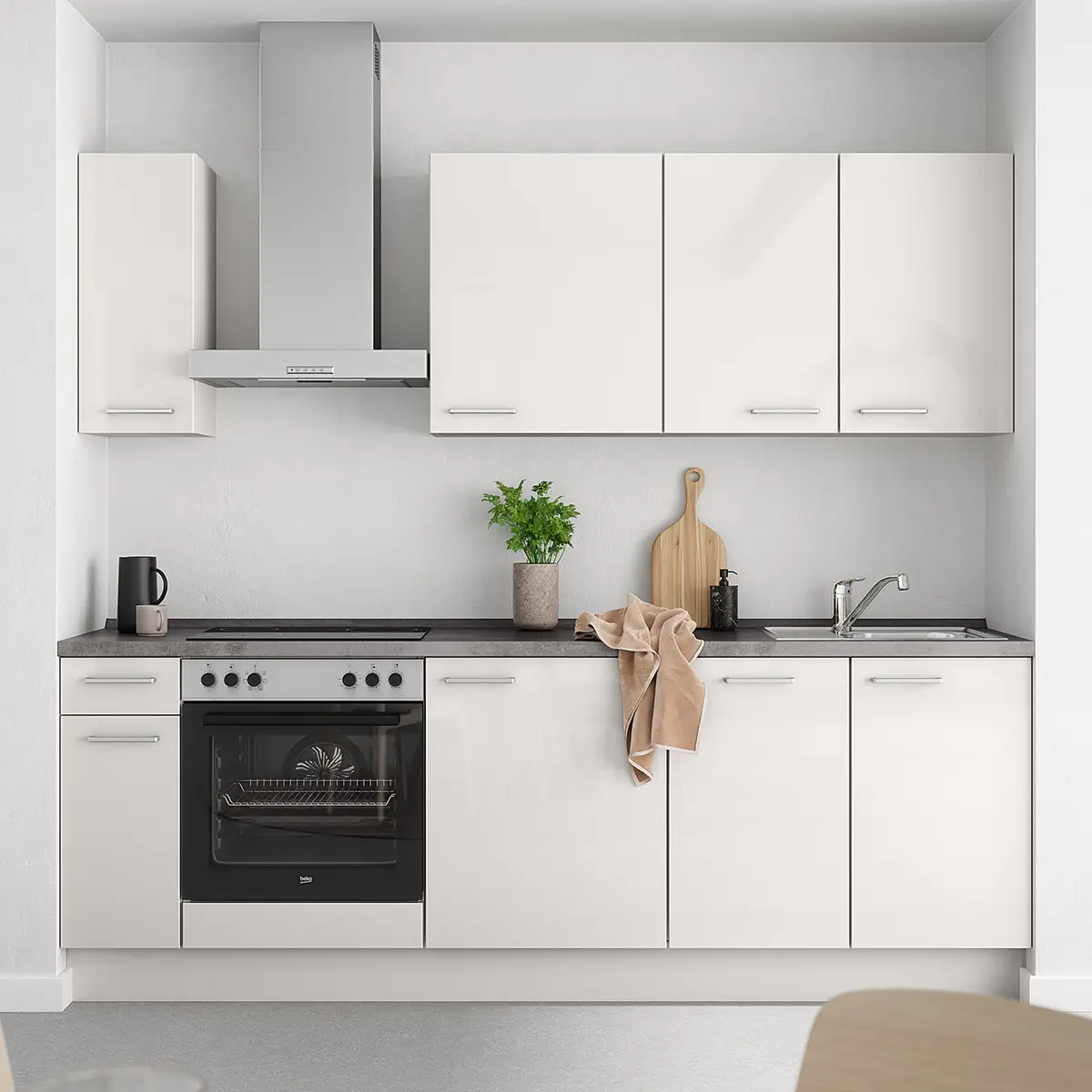 Küchenzeile Low-Line Flash Kombi C 240cm | Grau